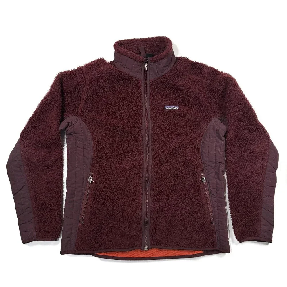 Patagonia Retro-X Sweater Womens Medium Full Zip Red Deep Pile Fleece